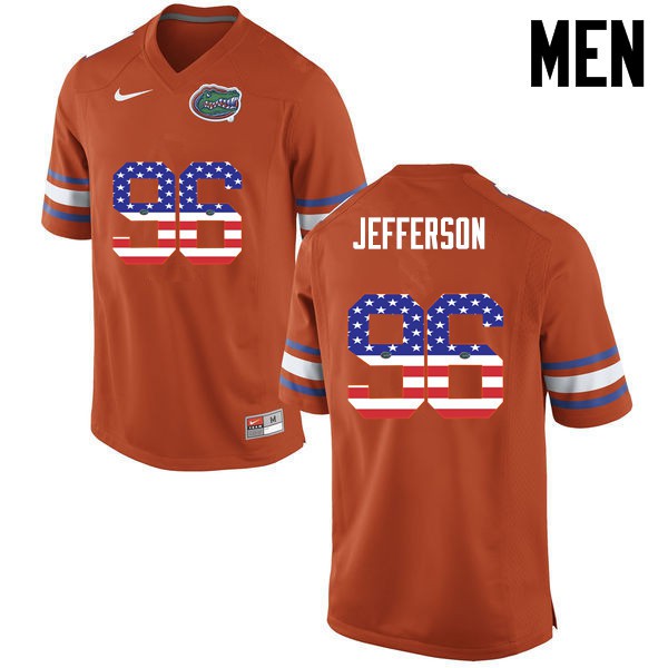 Florida Gators Men #96 Cece Jefferson College Football USA Flag Fashion Orange